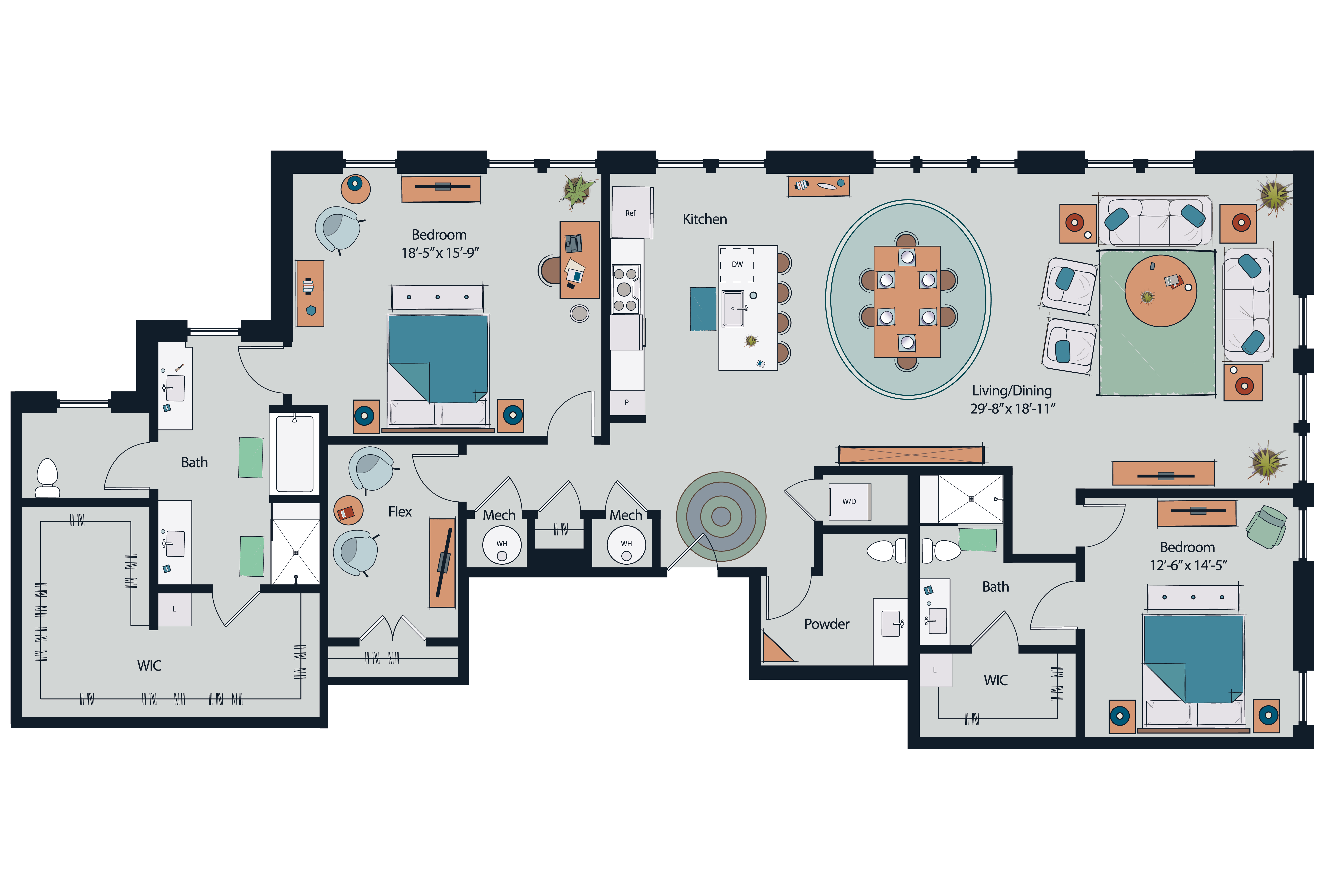 Floor plan layout diagram for PH3